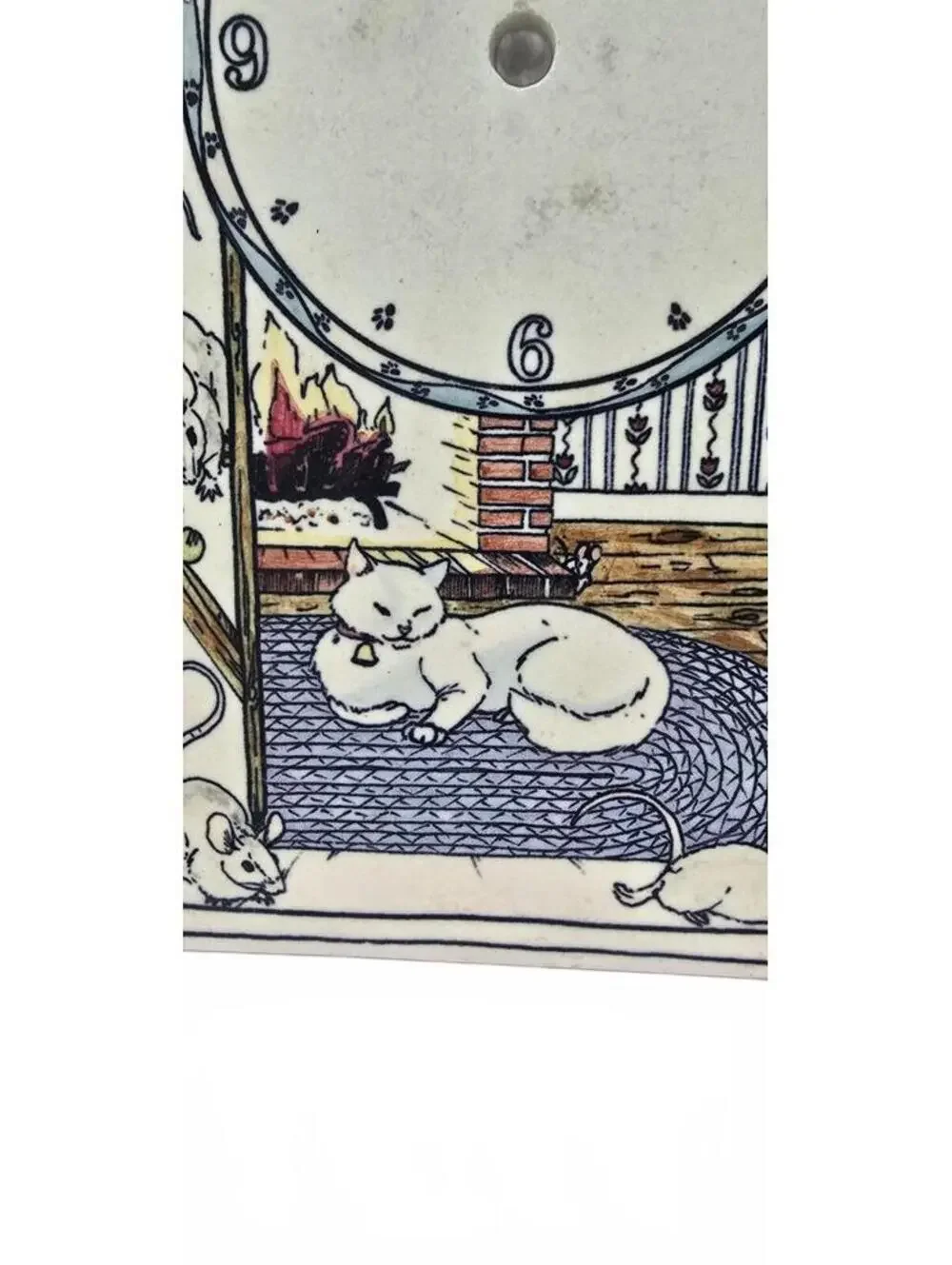 Vintage Santa Barbara Ceramic Design Cat and Mouse Clock Face Tile
